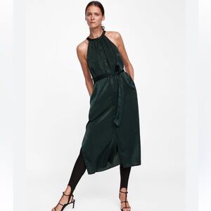 Zara Halter neck  Dark Green Sleeveless Dress